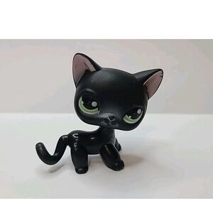 Littlest Pet Shop #336 LPS Shorthair Cat Black Green Eyes